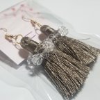 作品ピアス イヤリング 天然石 フリンジ ~ crystal ~