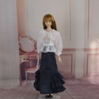 作品momoko ジェニー outfit..オーガンジーブラウス＋フリルスカート（ネイビー）