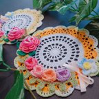 作品ドイリー レース編み お花のコースター 2枚セット🌸🌷🌼🌷🌸🌷🌼