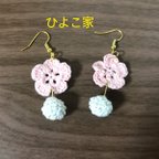 作品ピンクのお花ピアス