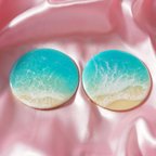 作品石垣島の海　2枚組　コースター　アクセサリートレイ(小さな海シリーズ) レジンアート　
