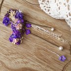 作品【イヤーフック左耳専用】アンティーク風  紫色の小花を散りばめた品のあるアクセサリー✨      