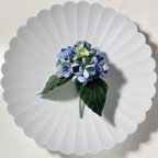 作品布花🌿ありそうでなさそうなブルーパープルの紫陽花のコサージュ