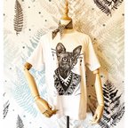 作品白Tシャツ　半袖　動物　猫