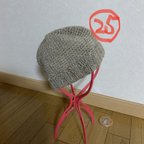 作品25. 手編み　茶ベージュニット帽子