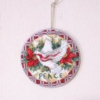 作品刺繍のクリスマス壁飾り(Peace)