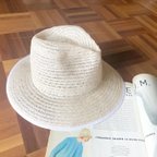 作品linen White line hat