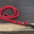 作品本革★ Stitched  leather leash -red