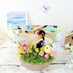 作品【母の日】お花畑のフォトスタンド(カードスタンド・メニュースタンド等ご用途はお好きに)♡ラッピング無料