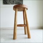 作品チーク無垢材 バースツールWS4 椅子 イス 木製 ベンチ 素朴 チェア 天然木 銘木家具 ナチュラル 総無垢材 円形 H60cm