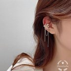 作品人気商品再販　ゴールド　フリンジ　フラワー　　イヤカフ　　イヤーカフ　ear cuff