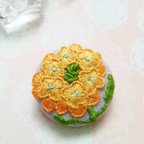 作品刺繍ミニブローチ◆菜の花◆くるみボタン