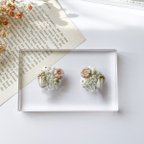 作品[イヤリング]花のビーズ刺繍耳飾り＊白チューリップ