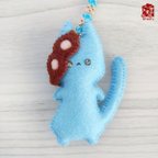 作品【特別価格】陸海空ねこ みにみに♪フェルトストラップ そらた