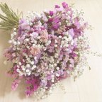 作品♡ドライフラワーとかすみ草の花束 ブーケ♡クラッチブーケ　スターチス　ウェディングブーケ