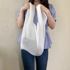 作品透け感が可愛い！ふんわりシフォンのエコトートバッグ　ホワイト