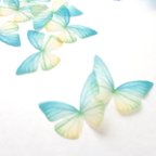 作品ちょうちょのパーツ 3cm   オーガンジー・シフォン 素材 蝶 パーツ イエローグリーン 蝶々 3