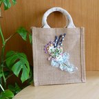 作品✨新作✨　麻バック【送料無料】手編み　刺繍