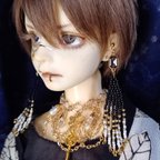 作品●イヤリング Beads Shower(BLACK) ● 1/3ドール向け ノンホールピアス