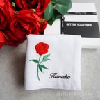 作品🌹薔薇🌹リースhandkerchief✳︎ブライダルハンカチ✳︎名入れ刺繍ハンカチ