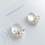 作品~卯の花~ 阿波 和紙 一粒イヤリング / ピアス ( 小ぶり　揺れない　伝統工芸　ホワイト　フォーマル )