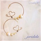 作品再再再販♡ハートワイヤーパールピアス/コットンパール/lovely #1