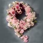 作品桜リース　春の花　アーティシャルフラワー(高品質造花)
