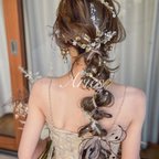 作品バックカチューシャ ヘアアクセサリー リーフ 葉っぱ ボタニカル ワイヤー ヘッドドレス カチューシャ 髪飾り  結婚式 ウェディングアクセサリー　ヘアアクセサリー