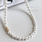 作品[14kgf]N26　shell pearl necklace・M