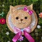 作品ねこ麦わらミニハットサックス×ピンク