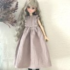 作品再ショルダーフリル⭐︎ノースリーブワンピース　【くすみピンク】ドール服　リカちゃん　ruruko　