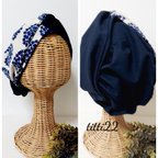 作品【季節を彩る紫陽花 💐  】帽子にもなるヘアターバン   