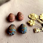 作品【2ペア4コセット】JIRI＊IVANA#czech beads#チェコビーズ　scarab19✖️13㍉　beige picasso/pink  beige picasso/blue