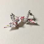 作品花柄の折り紙の鶴ピアス3