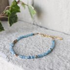 作品《3月誕生石　アクアマリン》　アシンメトリーブレスレット　14Kgf　bracelet Aquamarine