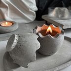 作品egg candle : 札幌軟石粉とウッドスティック