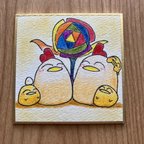 作品【ミニミニ色紙原画】にじいろの花。