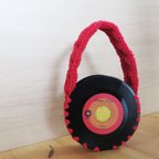 作品本物のレコードで出来たバッグ「bagu 」cotton strings Red アップサイクル(UP cycle)  AB-103CR