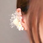 作品紫陽花ローズ＆かすみ草bijou ear cuff