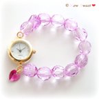 作品【HowSweet＊】クリアビーズのDolly Summer Watch*［purple］