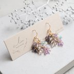 作品"Amethyst×Aquamarine×labradorite" 14kgf  アメシスト アクアマリン ラブラドライト ピアス☽