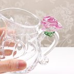 作品新作  バラのピッチャー：バラの花が付いた取っ手付きの片口