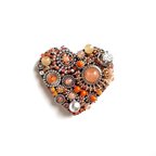 作品con  Naranja 4 天然石付き  Antique Silver Beads Reunion  ハートのビーズ刺繍ブローチ