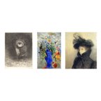 作品絵カード3枚セット Odilon Redon オディロン・ルドン【視覚植物，グラン・ブーケ，マリー・ボトカンの肖像】