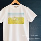 作品Tシャツ｜菜の花畑のオカメとセキセイ