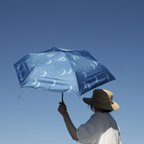 作品UV完全カット竹の折りたたみ傘  ネイビー　紫外線99.9%カット 晴雨兼用 日傘 雨傘