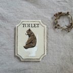 作品『クマさんのトイレ』　ドアプレート　小さな絵　トールペイント