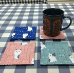 作品10cm×10cmコースター３枚セット 猫みんなこっち見てる パターンa