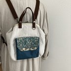 作品3wayがま口リュック(リネン×リス刺繍)