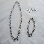 作品【SET】 '' necklace & bracelet '' figaro chain / セット ステンレス製 マンテルネックレス & マンテルブレスレット